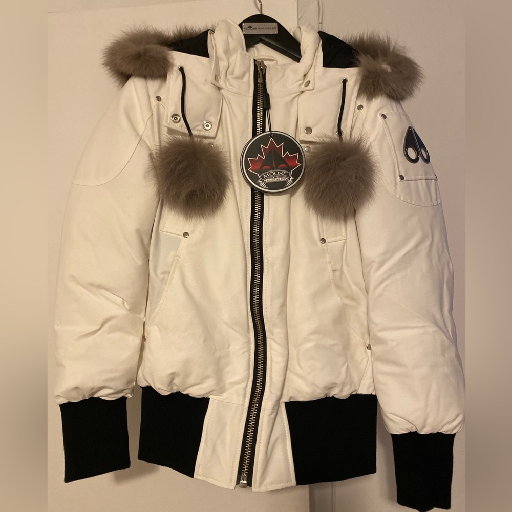 Moose Knuckle Down Bomber Jacket - White (Size small)